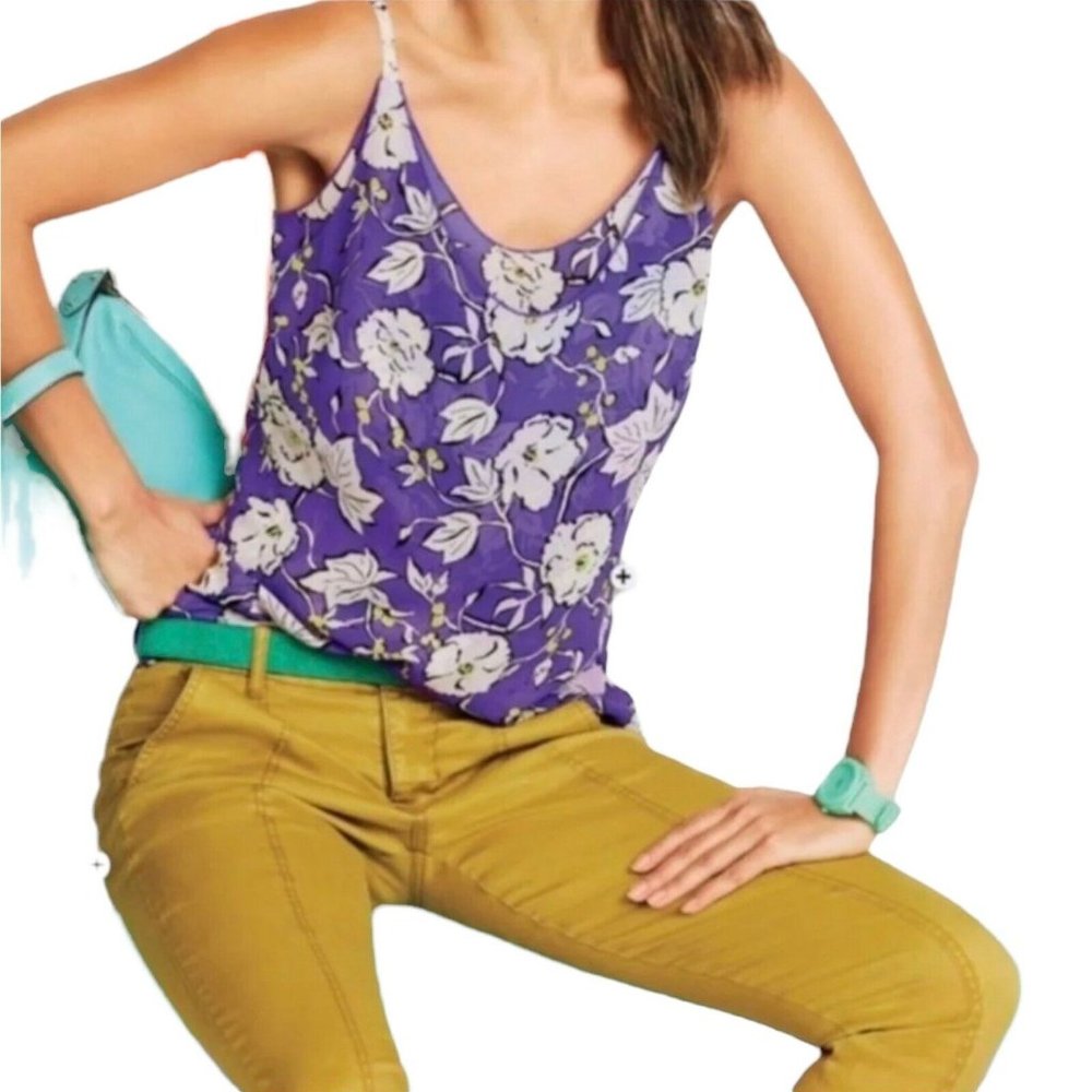 Cabi #5544 Women Medium Vivid Violet Purple Outline Cami Adjustable Strap Blouse